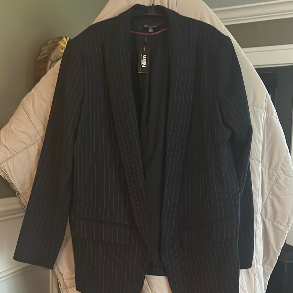 White House Black Market Black Blazer with Classic Pinstripes